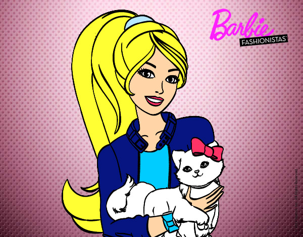 Barbie con su linda gatita.