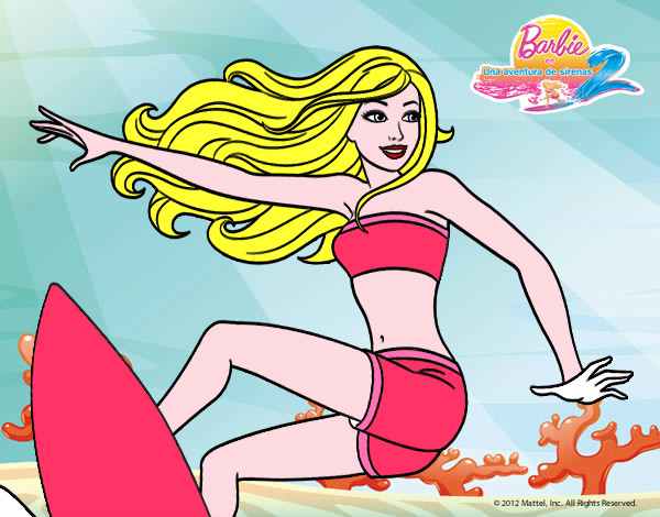 Dibujo Barbie surfeando pintado por Tododa