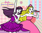 Dibujo Barbie y la princesa cantando pintado por nadeshiko