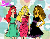 Dibujo Barbie y sus amigas vestidas de fiesta pintado por ariani17