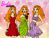 Dibujo Barbie y sus amigas vestidas de fiesta pintado por Marianm