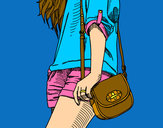 Dibujo Chica con bolso pintado por ALBA123 