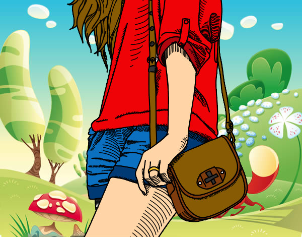 Dibujo Chica con bolso pintado por celestekry