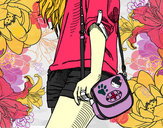 Dibujo Chica con bolso pintado por LINDA324