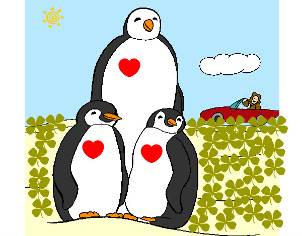 Dibujo Familia pingüino pintado por  mejor112