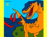 Dibujo Lucha de dinosaurios pintado por titoni