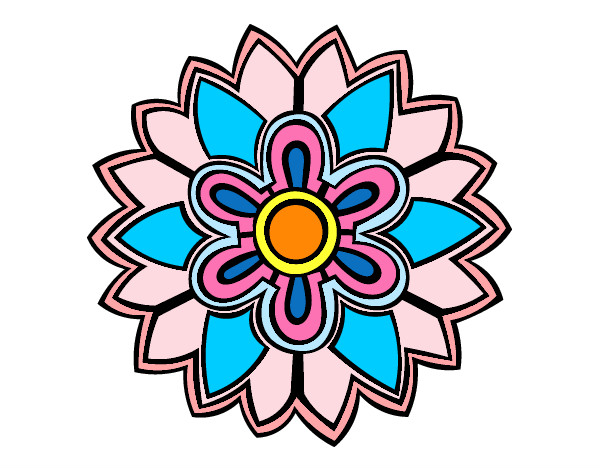 Dibujo Mándala con forma de flor weiss pintado por patti