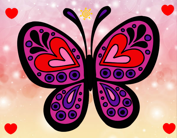 Dibujo Mandala mariposa pintado por Ingrit 
