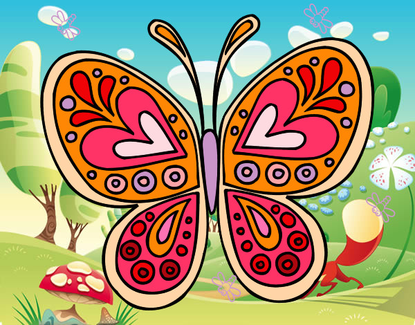 Dibujo Mandala mariposa pintado por peluche13