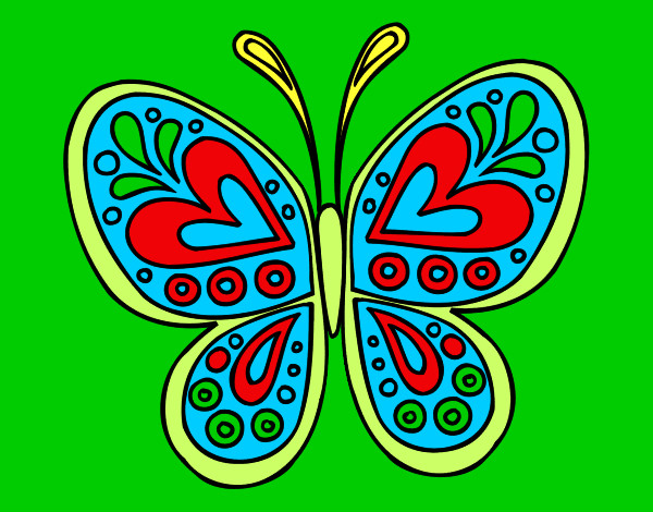 Dibujo Mandala mariposa pintado por telly
