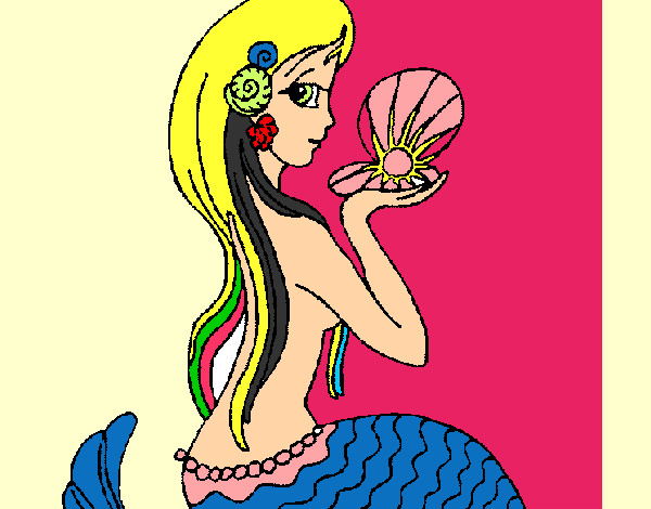 Dibujo Sirena y perla pintado por sarita53