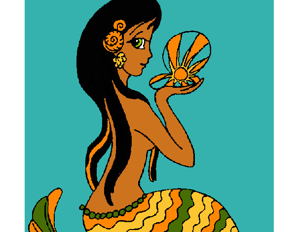 Dibujo Sirena y perla pintado por Shaii