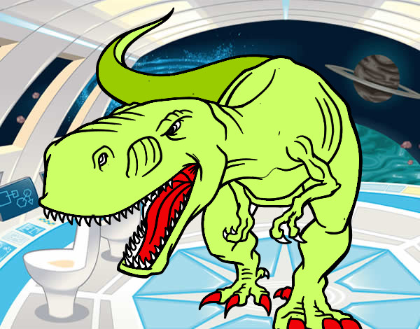 Dibujo Tiranosaurio Rex enfadado pintado por cleo12