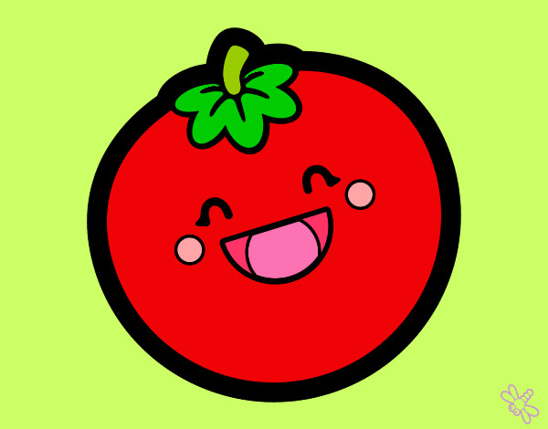 Dibujo Tomate sonriente pintado por rutycarela