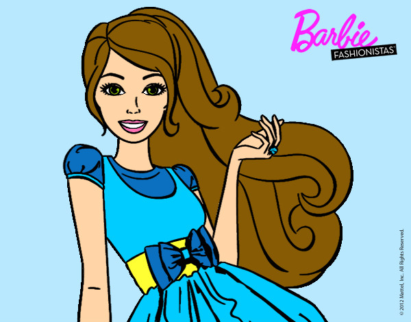 Dibujo Barbie con su vestido con lazo pintado por lidia12