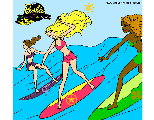 Dibujo Barbie de nuevo con sus amigas pintado por superhada