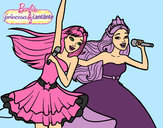 Dibujo Barbie y la princesa cantando pintado por amalia