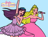 Dibujo Barbie y la princesa cantando pintado por elalucila