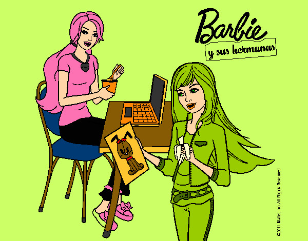 Barbie y su hermana merendando