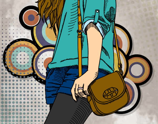 Dibujo Chica con bolso pintado por Jessica23