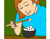 Dibujo Comiendo arroz pintado por ClaudiaLov