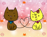 Dibujo Gatos enamorados pintado por lessmi