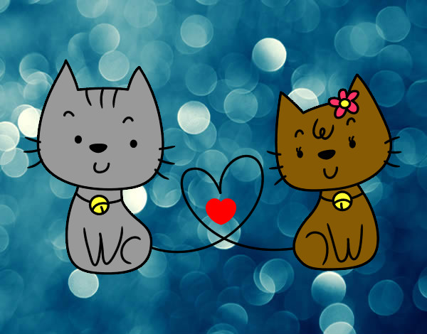 Dibujo Gatos enamorados pintado por mari101