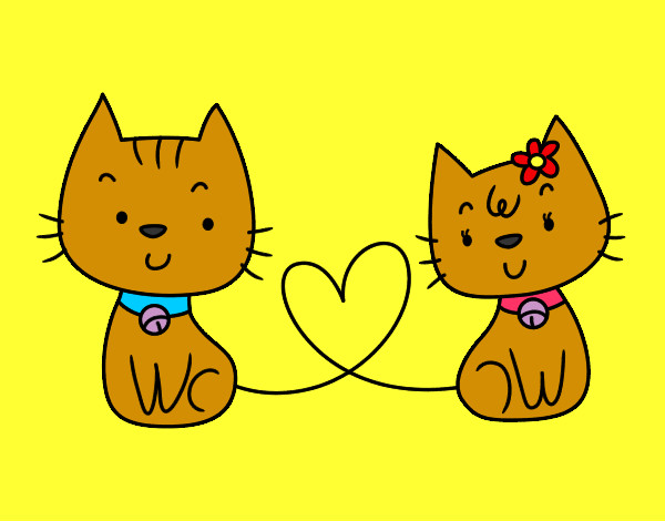Dibujo Gatos enamorados pintado por ordenador 