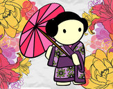 Dibujo Geisha con sombrilla pintado por CATAFA