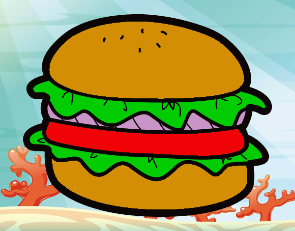 Dibujo Hamburguesa con lechuga pintado por alexajovan