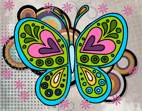 Dibujo Mandala mariposa pintado por patricialo