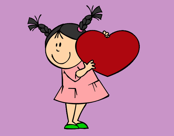 Dibujo Niña con corazón pintado por monky8