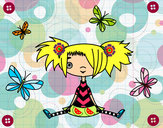 Dibujo Niña con mariposas pintado por Brendi2013