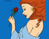 Dibujo Princesa con una rosa pintado por peluche13