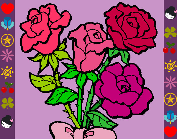 Dibujo Ramo de rosas pintado por mari101