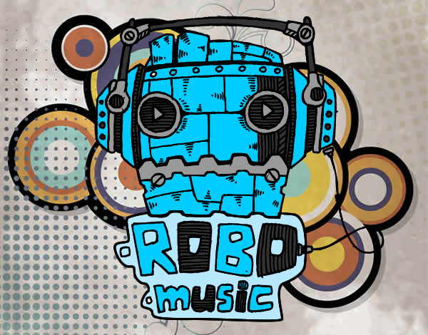 Dibujo Robot music pintado por atuxo