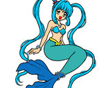 Dibujo Sirena con perlas pintado por lessmi