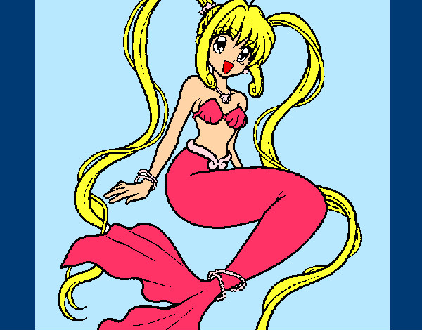 Dibujo Sirena con perlas pintado por  mejor112