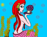 Dibujo Sirena y perla pintado por ambarota