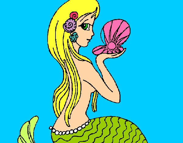 Dibujo Sirena y perla pintado por lolitaayal