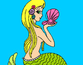 Dibujo Sirena y perla pintado por lolitaayal