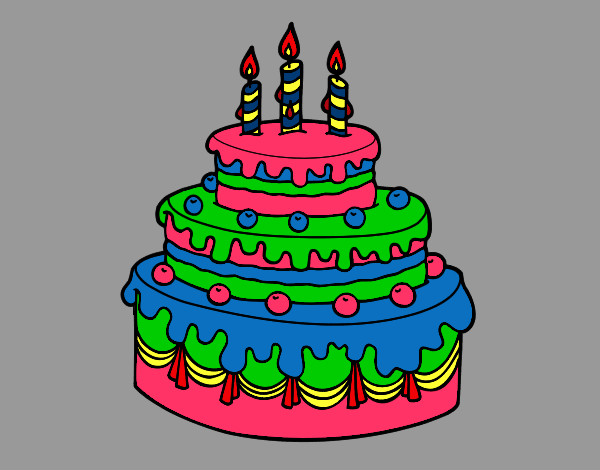 Dibujo de Pastel de cumpleaños para Colorear - Dibujos.net