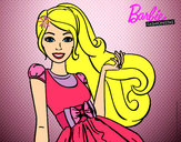 Dibujo Barbie con su vestido con lazo pintado por keimy