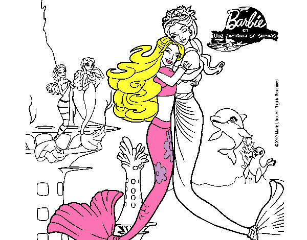 Dibujo Barbie sirena y la reina sirena pintado por jimena88