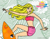 Dibujo Barbie surfeando pintado por keimy