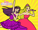 Dibujo Barbie y la princesa cantando pintado por nikoleta