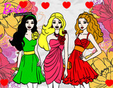 Dibujo Barbie y sus amigas vestidas de fiesta pintado por albatqm