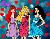 Dibujo Barbie y sus amigas vestidas de fiesta pintado por Lelu