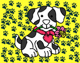 Dibujo Cachorro con una flor en la boca pintado por nikoleta