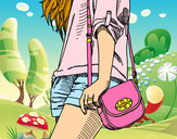 Dibujo Chica con bolso pintado por cande8